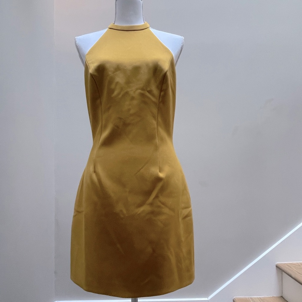 Halston Halter Yellow Dress Size 8 -nwt
